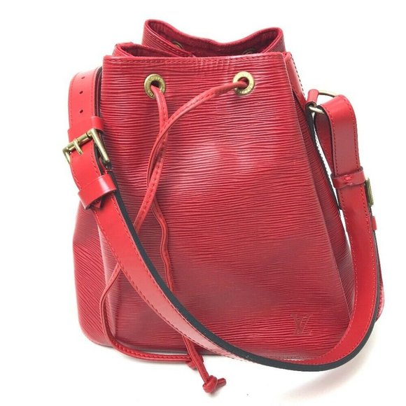 LOUIS VUITTON Louis Vuitton Petit Noe M44107 Epi Leather Red Gold Hardware  Drawstring Shoulder Bag Women's